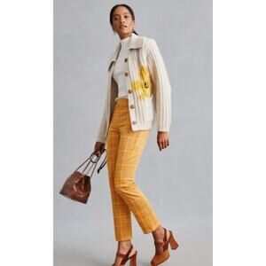 Anthropologie Yellow Plaid Wide Leg Pants